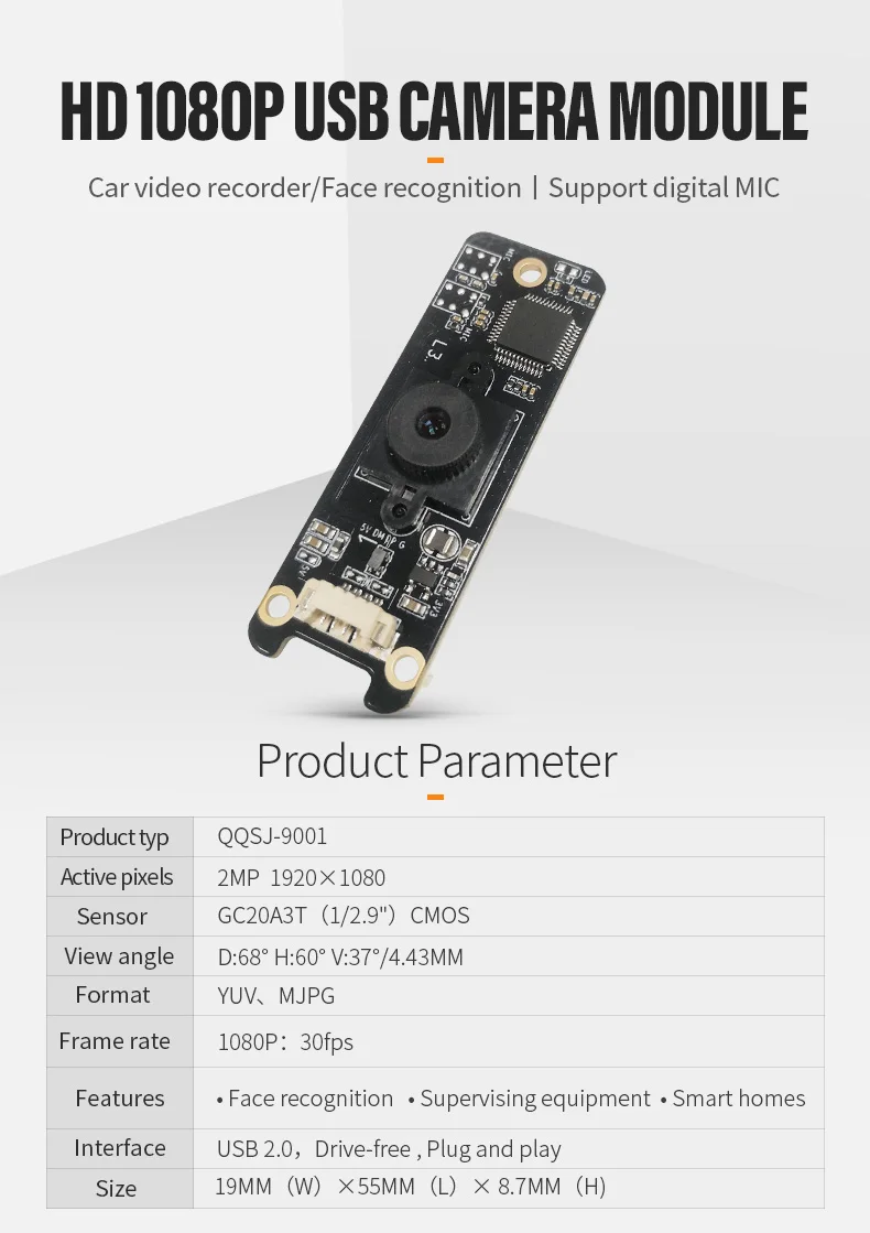 DGZX 2MP GC20A3T 1080P IP Camera Night Vision OTG Sdk Camera Module Usb2.0 Interface Plug and Play插图 DGZX 2MP GC20A3T 1080P IP Camera Night Vision OTG Sdk Camera Module Usb2.0 Interface Plug and Play插图