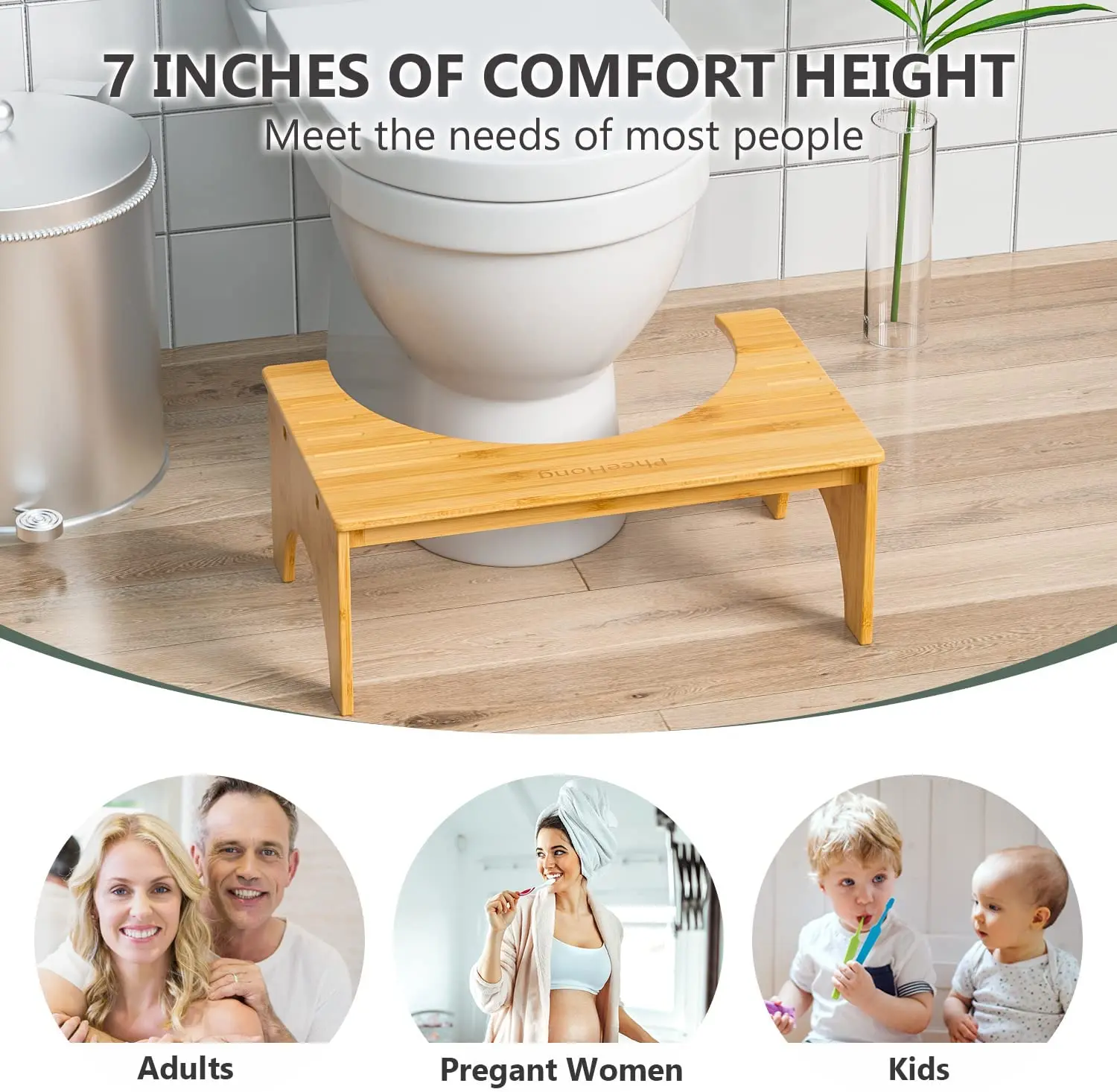 product bamboo toilet stool bathroom squat stool ergonomic waterproof footrest fit standard toilet poop stool for bathroom-3