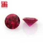 Diamond Cut Brilliant Cut Wholesale Corundum 5# Ruby Pink Round Diamond Cut Synthetic Corundum Loose Gemstone