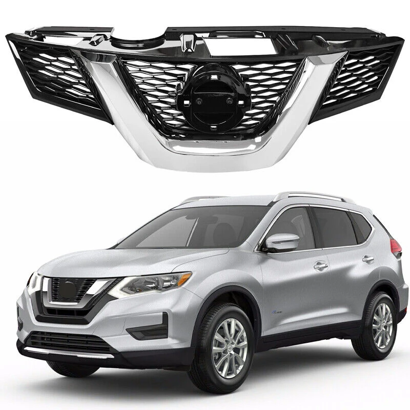 Produkt Auto Chrom obere Stoßstange Grill Fronthaube Mesh Grill für Nissan Rogue 2014 2016-35