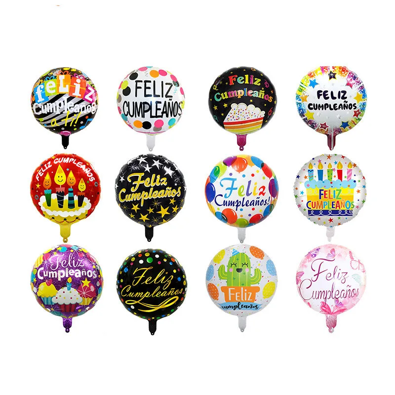 18 Inch Spanish Happy Birthday round aluminum Spanish birthday party decoration wholesale foil balloon