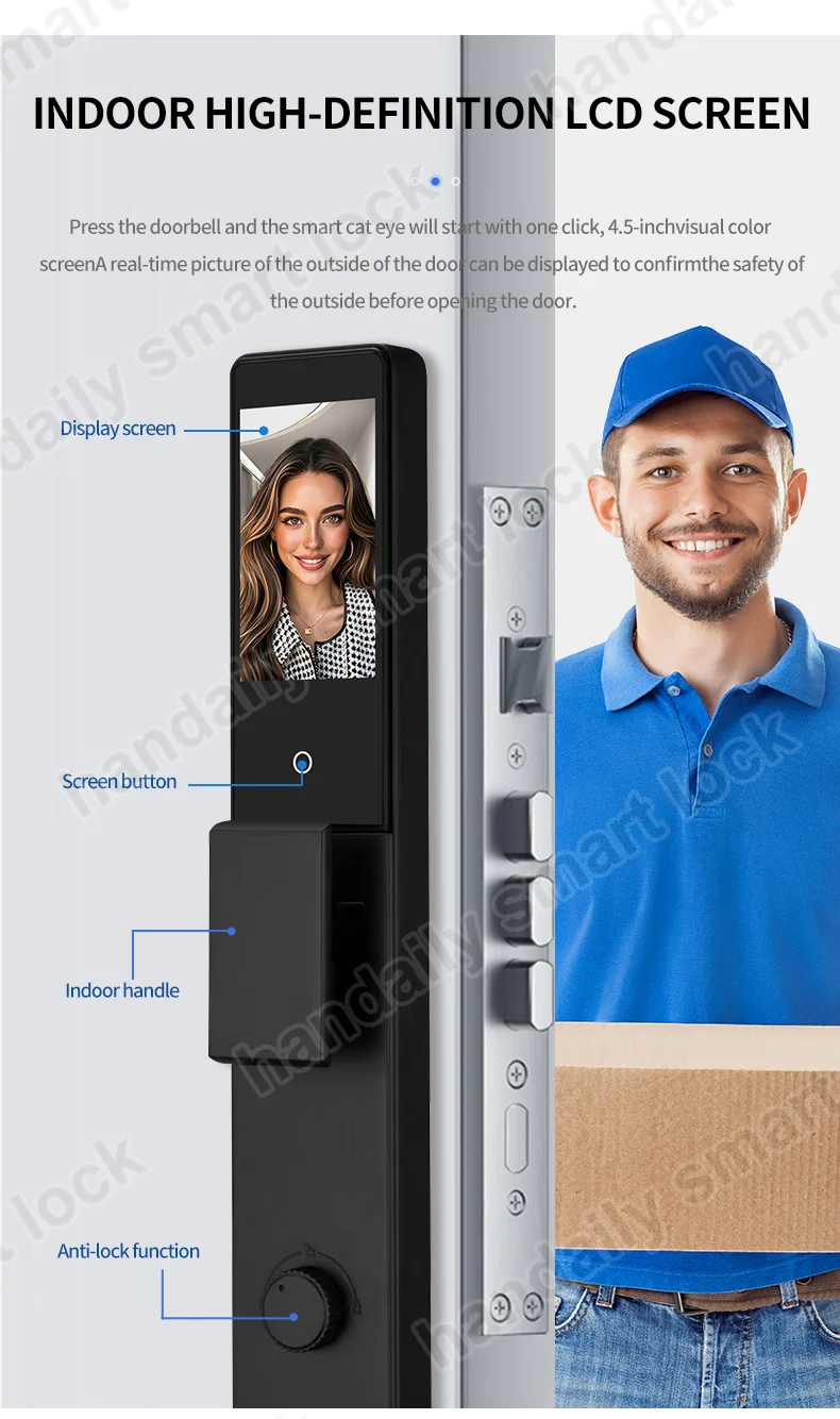 handaily wholesale automatic fingerprint tuya 3d face smart door lock for front door digital palm vein home security door lock f888-8