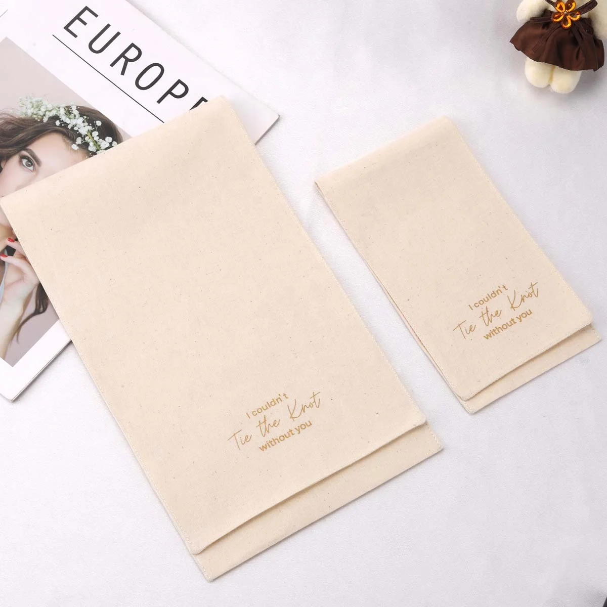 Customized Luxury Cotton Envelope Jewellery Necklace Packing Pouch With Logo Organic Muslin Cotton Flap Gift Jewelry Bag