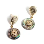 Abalone Wholesale Custom Natural Abalone Shells Stud Earring Real Geometry Oyster Sea Shell Earrings For Women