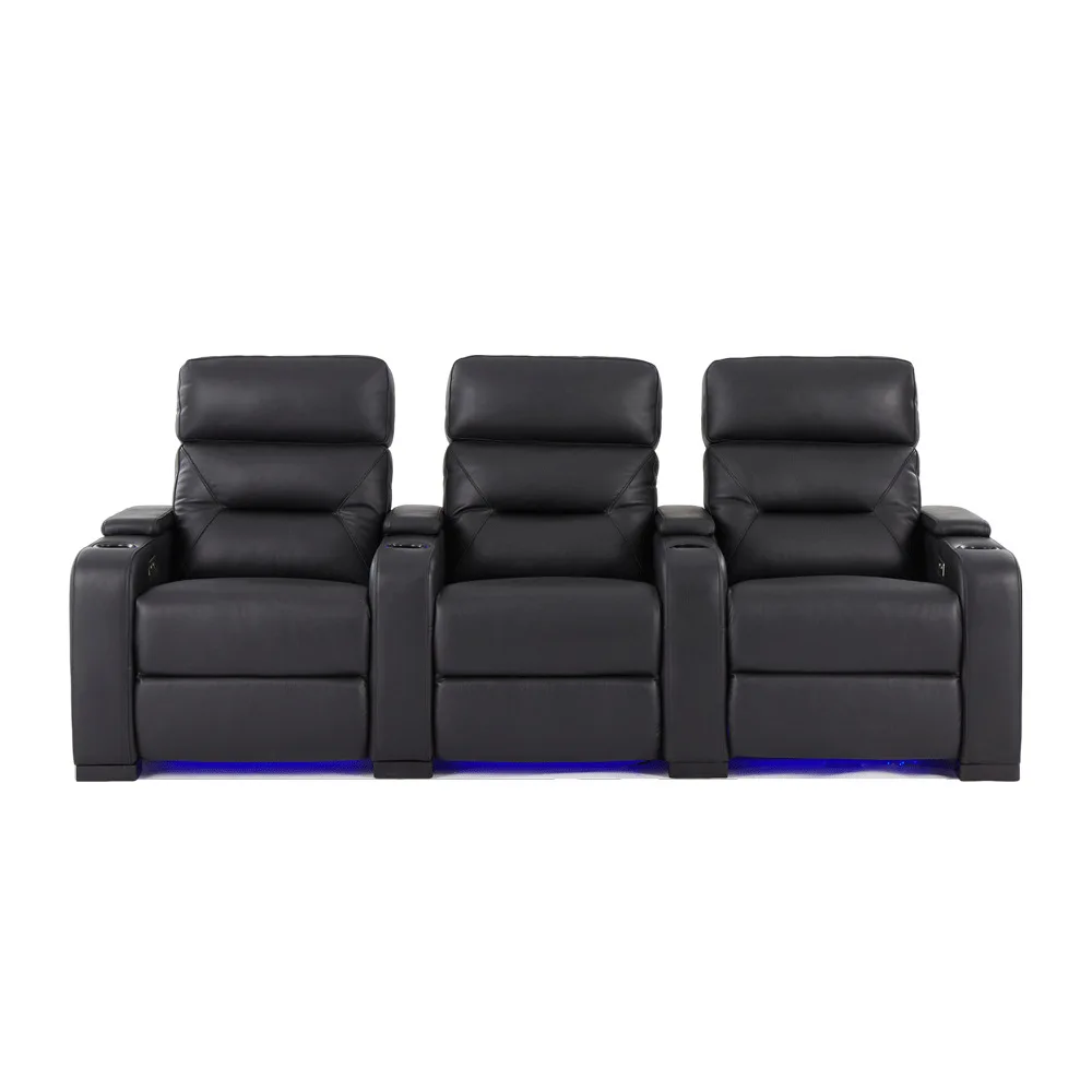 First-Class Home Theater Sofa Modern Space Capsule Design Electric Villa VIP Video Room Leather Set with Wood Frame