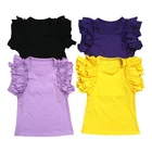 45 Solid Colors Available Girls Summer Tee Shirts Double Ruffle Flutter Cotton Sleeveless Tank Tops Wholesale Girl Flutter Top