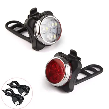 Super Bright LED USB Rechargeable Bike Light Set Headlight Taillight Combinations USB Bike Light