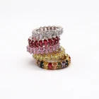 Ring Rings Colorful Ring 2021 Wholesale Bling Rainbow Colorful Zircon Oval Eternity Band Ring For Women