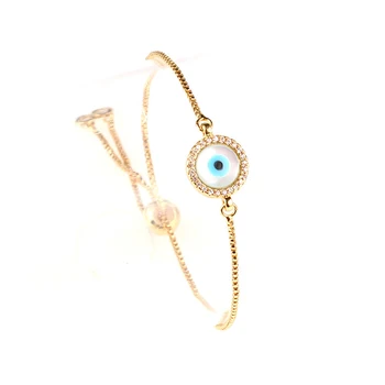 Custom Evil Eye Charm Bracelet Jewelry Micro Pave Zircon 18k Gold Bracelets Women