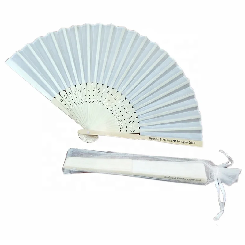 Chinese Silk Bamboo Folding Hand Fans for Outdoor Wedding Party Favor Decoration