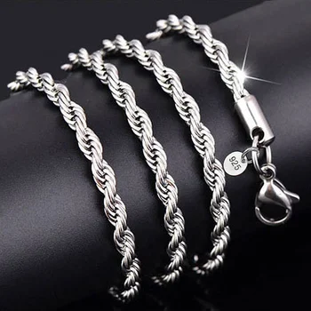 Hot Sale 925 Silver Necklace Women Men Twist Rope Chain Snake Necklace jewelry