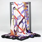 Shawl Wrap Scarf Chain Printed Silk Scarf Female 130cm Twill Printed Large Square Ladies Shawl Beach Wrap