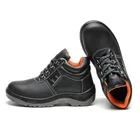 Unisex Black Shoes FUNTA Unisex Gender And Genuine Leather Upper Material Black Steel Safety Shoes