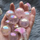 High Quality Gemstone Sphere Aura Rose Quartz Crystal Quartz Ball Crystals Healing Stones For Sale