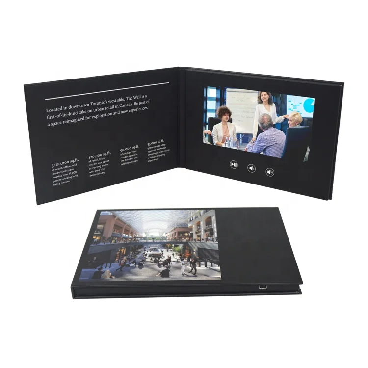 modern designed big size lcd touch screen video invitation card quotation