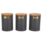 Tea Box Tea Tea Custom Round Shape Bamboo Lid Metal Tin Box