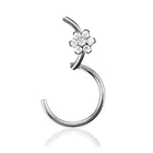 Ring Piercing 316L Surgical Steel Hinged Segment Ring With Bezel Set Flower Piercing Ring