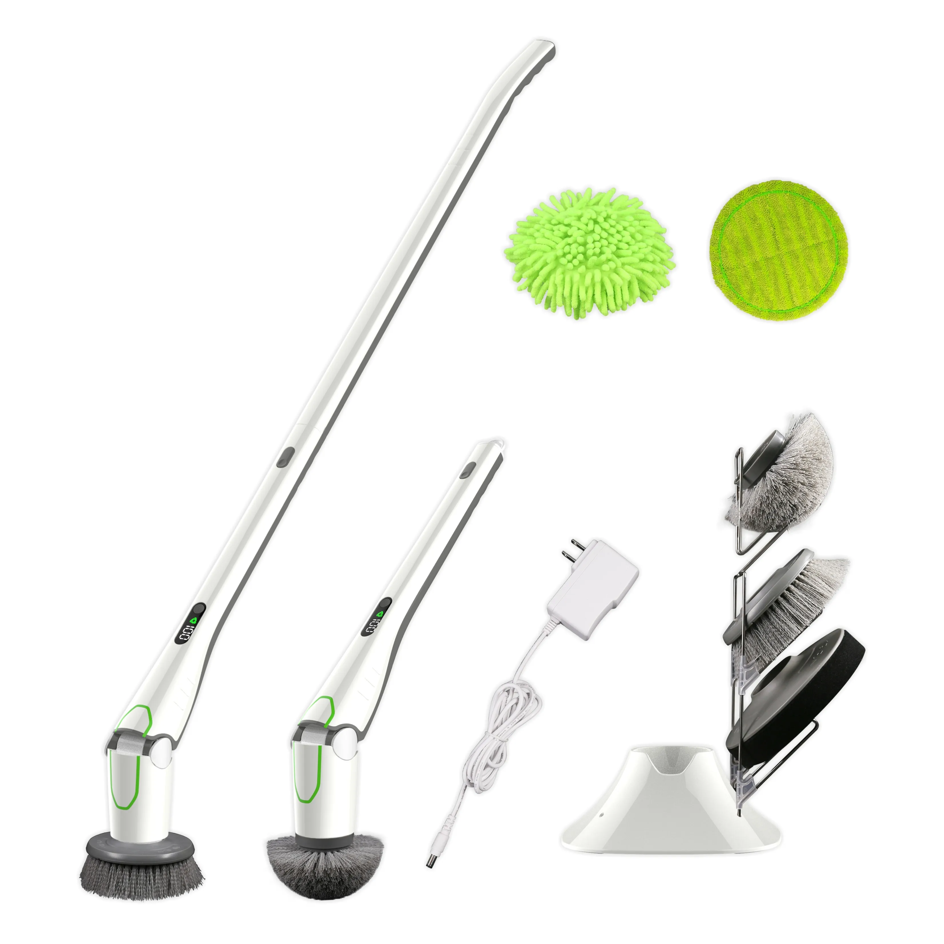 Power LED Display Spin Scrubber NPOLE Electric Spin Scrubber Long Extension power scrubber brush for Auto Kitchen Floor Bathroom