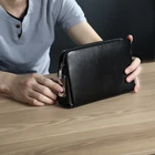Leather Handbag BUBM Men Genuine Cowhide Leather Fingerprint Lock Handbag Clutch Bag