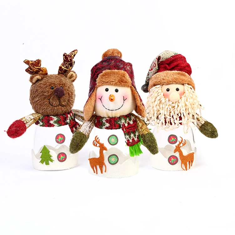 cheap new santa claus snowman plush candy jar christmas cookie