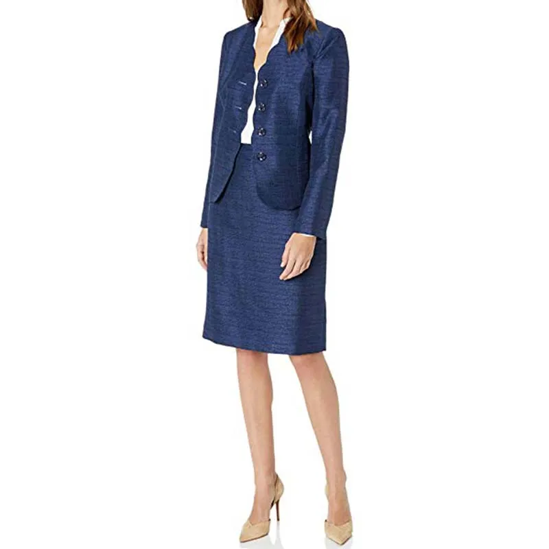 blue tailored women's suit