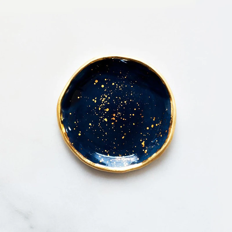Ocean Blue Ring Holder for Jewelry Handmade Pottery 