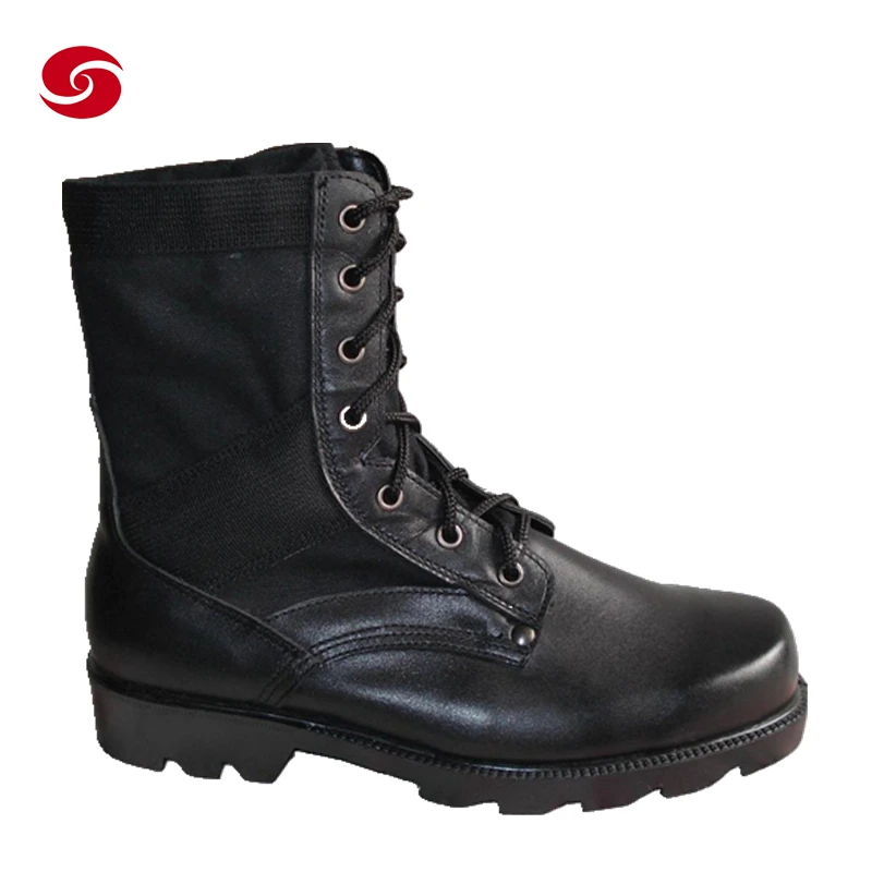 black rubber combat boots