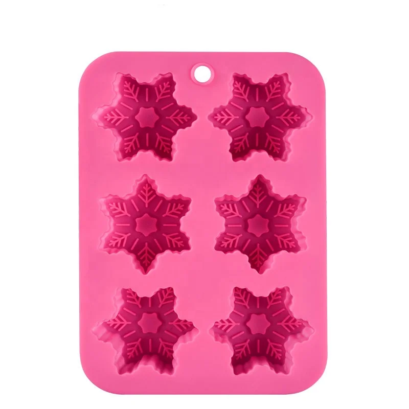 SILIKOLOVE 6 Cavity 3D Snowflake Soap Mold Silicone Mould for DIY Handicraft Candle Soap Making