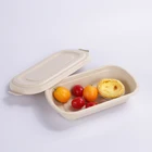 Rectangular Food Unbleached Bagasse Rectangular Fast Food Container With Lid