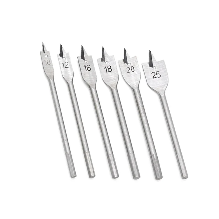 6pcs Flat Spade Drill Bits With Plastic 