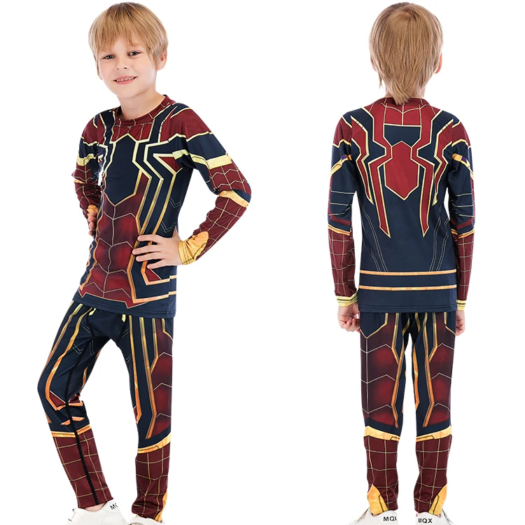 wholesale superhero suit kids spider man sports wear tshirt