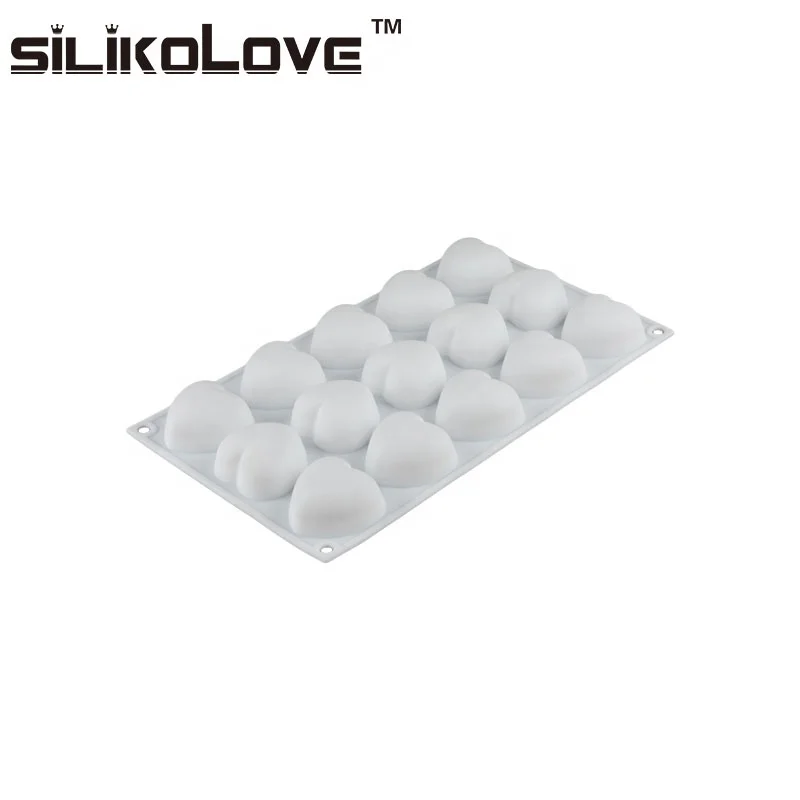 Food Grade Lovely 15 Cavity Mini Heart Shape Factory Sell Cake Pan Custom Silicone Human Heart Cake Mold