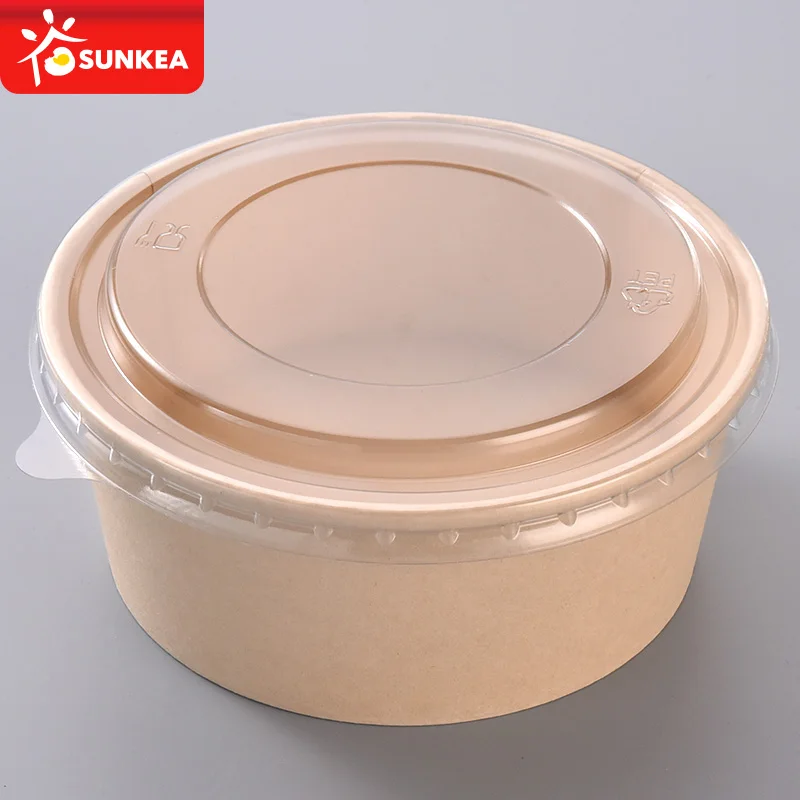 Disposable takeaway lunch food paper bowl with interlayer tray