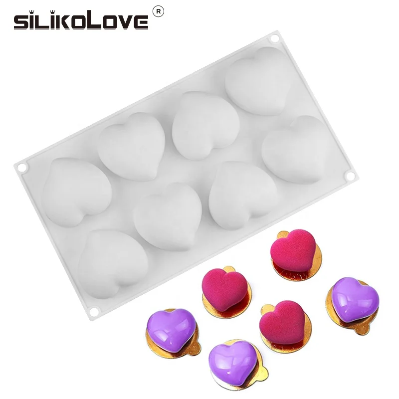 SILIKOLOVE Decoration Mold Love Heart Small  Cake Mould Silicone Mousse DIY Muffin Mould Cookie Wedding Baking