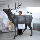 Decorative Antiques Outdoor Garden Animal Decoration Bronze Life Size Antique Bronze Deer Sculpture For Sale
