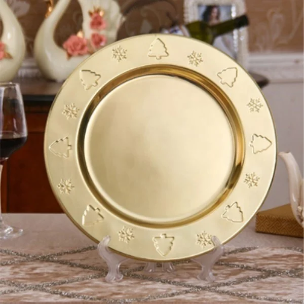 Luxury Stainless Steel Copper Dinner Plate Charger Plate for Wedding Party