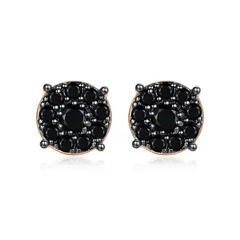 LUOTEEMI Cubic Zirconia Jewelry Earrings Zircon Stone New Earrings Black CZ Stud Earring