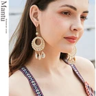 Natural Drop Earrings Latest Luxury Design Wholesale Bamboo Weave Natural Hollow Out Shell Jewelry Earring