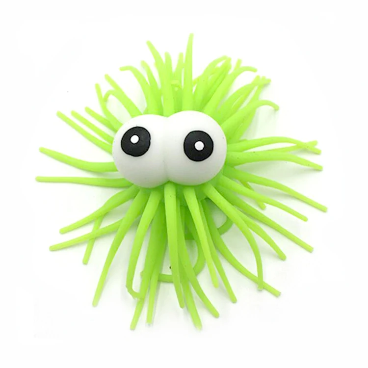 CY232 New 2019 Luminous Toys Supplies Squishy Tpr Stress Flash Ball Toy Flashing Puffer Thorn Ball With Big Eyes Vent Toys