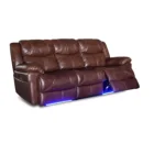 Sofa Table Manual Recliner Manual Functional Brown Leather 1 2 3 Recliner Sofa With Coffee Table