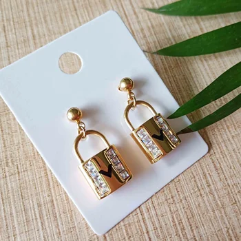 2019 fashion costume druzy 24k gold plated jewelry lock stud earrings for women bijouterie saudi gold bijoux jewels