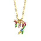 Necklace Zircon Gemnel 925 Sterling Silver Rainbow Zircon 12 Zodiac Pendant Necklace