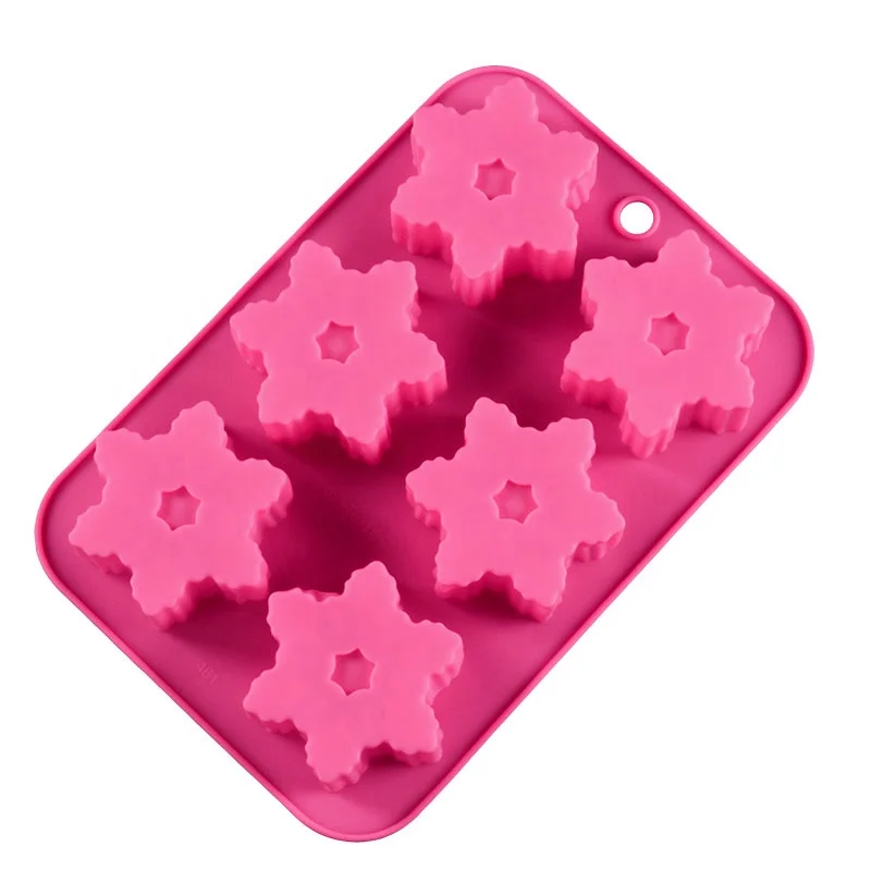 SILIKOLOVE 6 Cavity 3D Snowflake Soap Mold Silicone Mould for DIY Handicraft Candle Soap Making