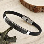 Silver Bracelet 2021 New Style Mens Cool Gold And Silver Plated Stainless Steel Charm Leather Bracelet