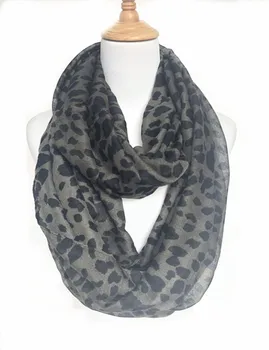 Custom design soft polyester fashion women leopard infinity loop scarf