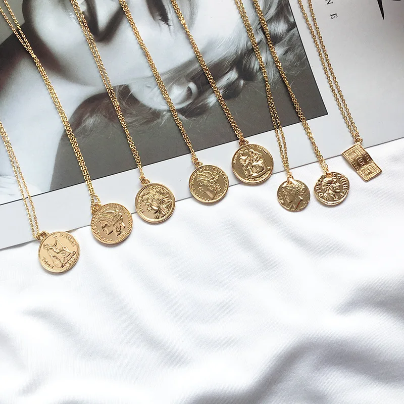 Zooying Mixed Design Gold Coin Necklace 