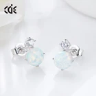 Rhinestones Sterling Opal Stud Earrings Rhinestones Sterling Silver 925 Opal Stud Earrings