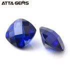 Blue Jewelry Bluejewelry Loose Synthetic Corundum Square Cushion Checkerboard Cut Blue Sapphire For Jewelry Making
