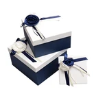 Jewellery Box Custom Small Luxury Wedding Paper Jewellery Blue Gift Box With Ribbon Closure