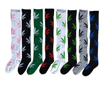 Cheap knee high weed leaf socks long socks women